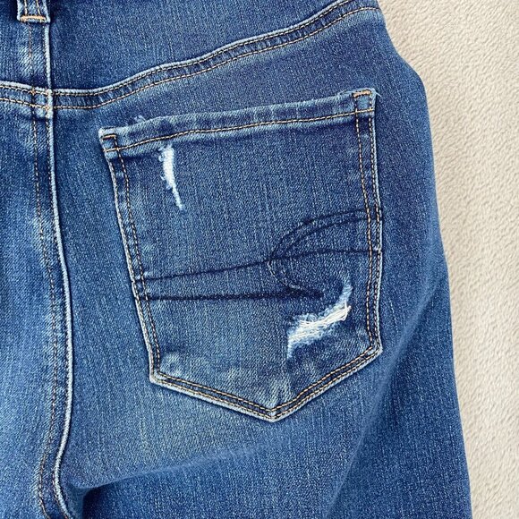 American Eagle Womens Jeans 4 Short Distressed High Rise Skinny Jeggings Blue - Picture 13 of 16